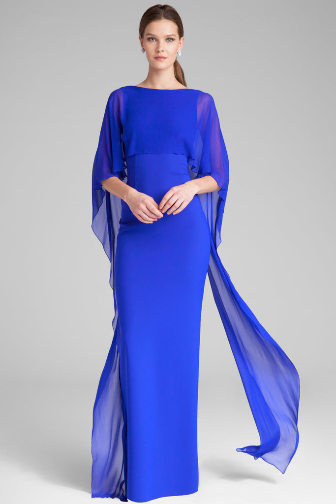 MSK Women's 3/4 Split Sleeve Embellished Cape Sheath Dress, Large, Blue -  95% | eBay